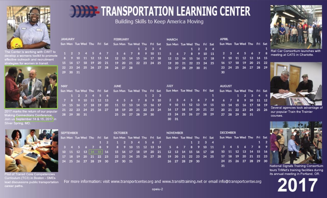 center 2017 calendar