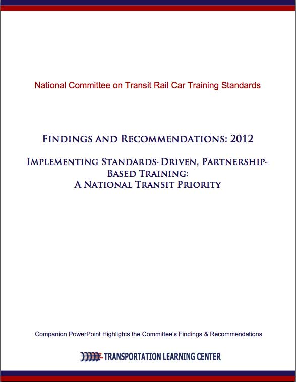 National Joint Transit Rail Vehicle Standards Committee Report Preview Image